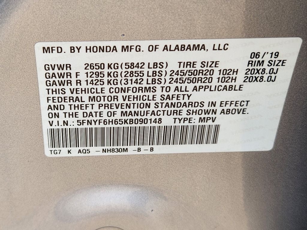 2019 Honda Pilot Touring 7 Passenger