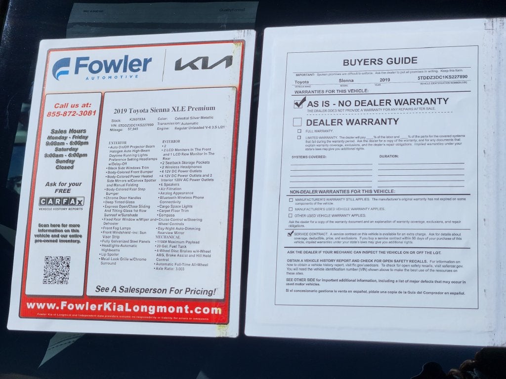 2019 Toyota Sienna XLE Premium 7 Passenger