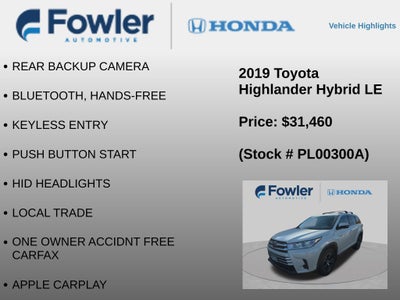 2019 Toyota Highlander Hybrid LE