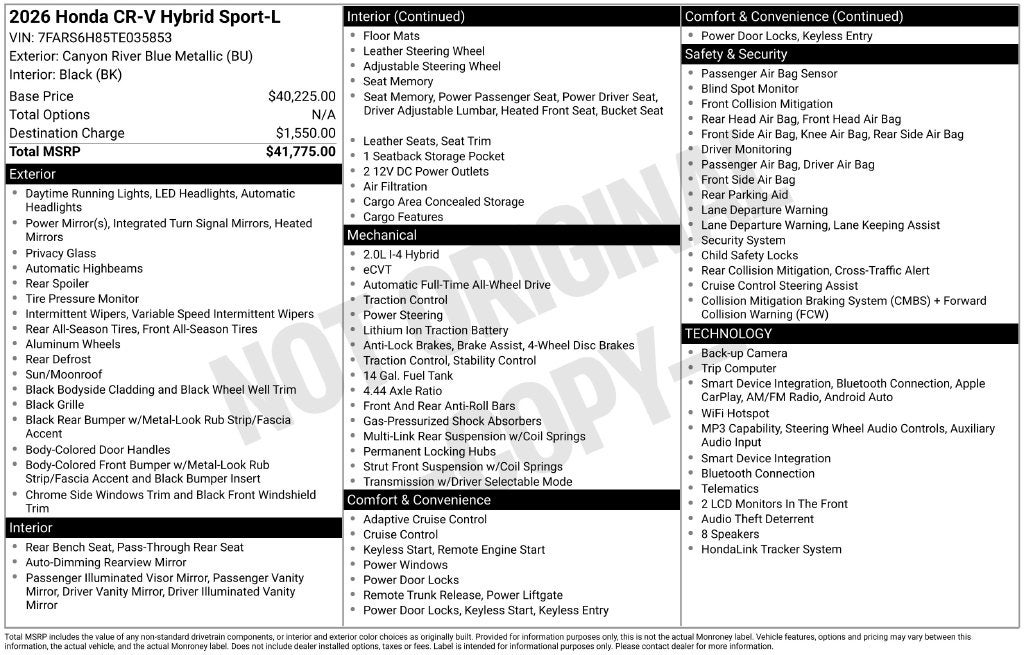 2026 Honda CR-V Hybrid Sport-L