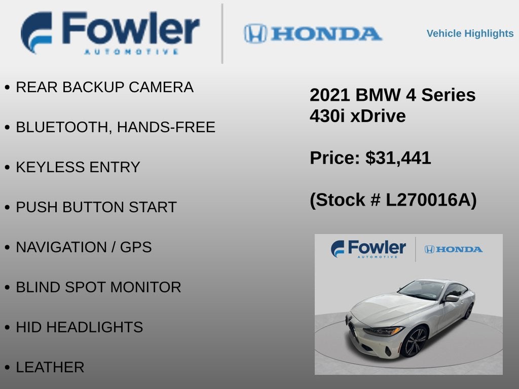 2021 BMW 4 Series 430i xDrive