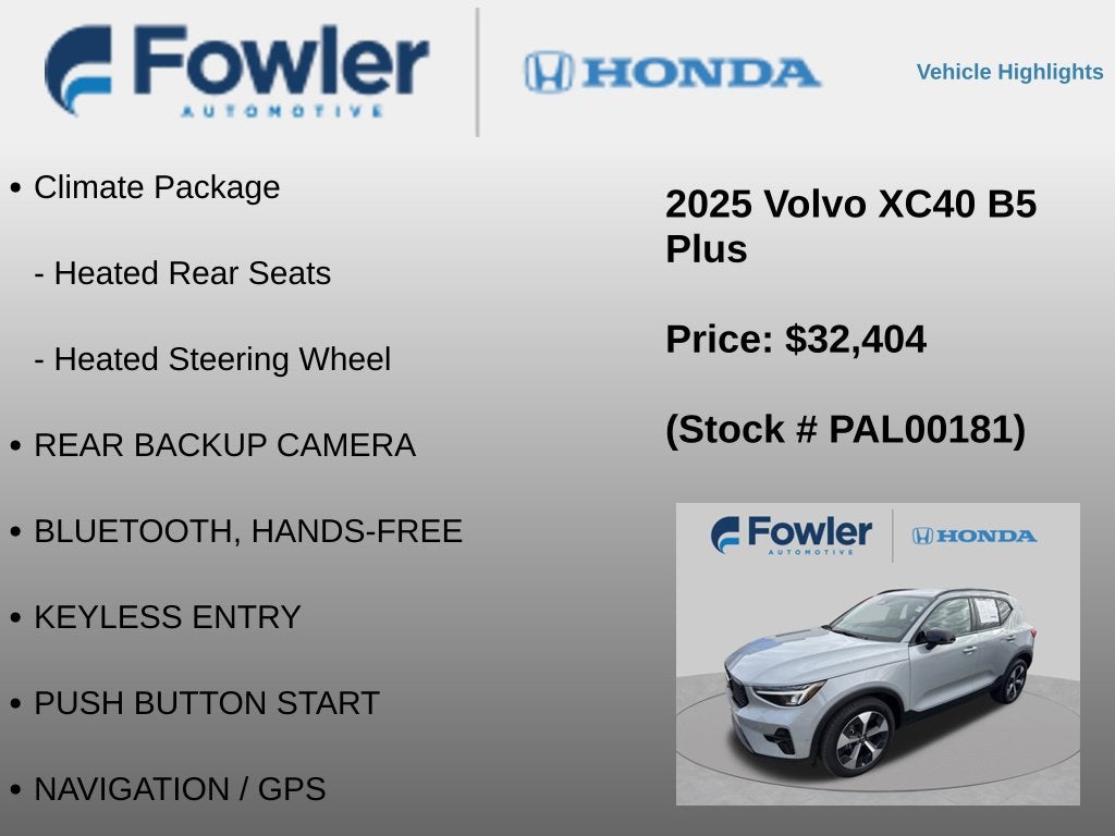 2025 Volvo XC40 B5 Plus Dark Theme