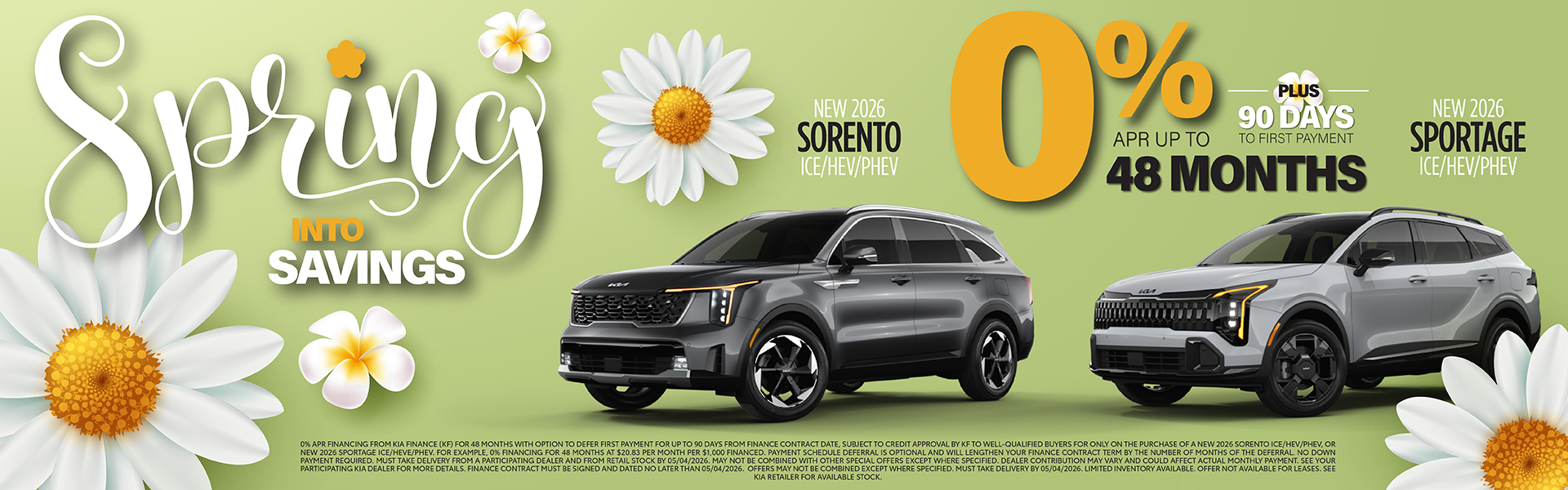 Kia Sorento and Sportage Finance Offer