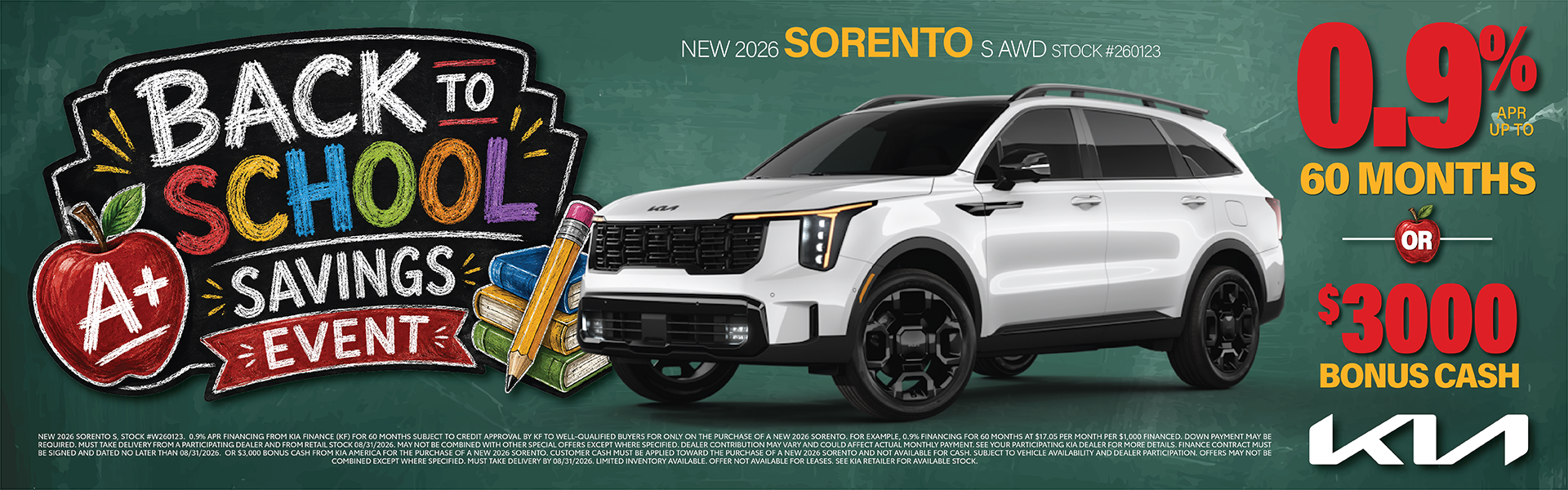 Sorento Finance or Bonus Cash Offer